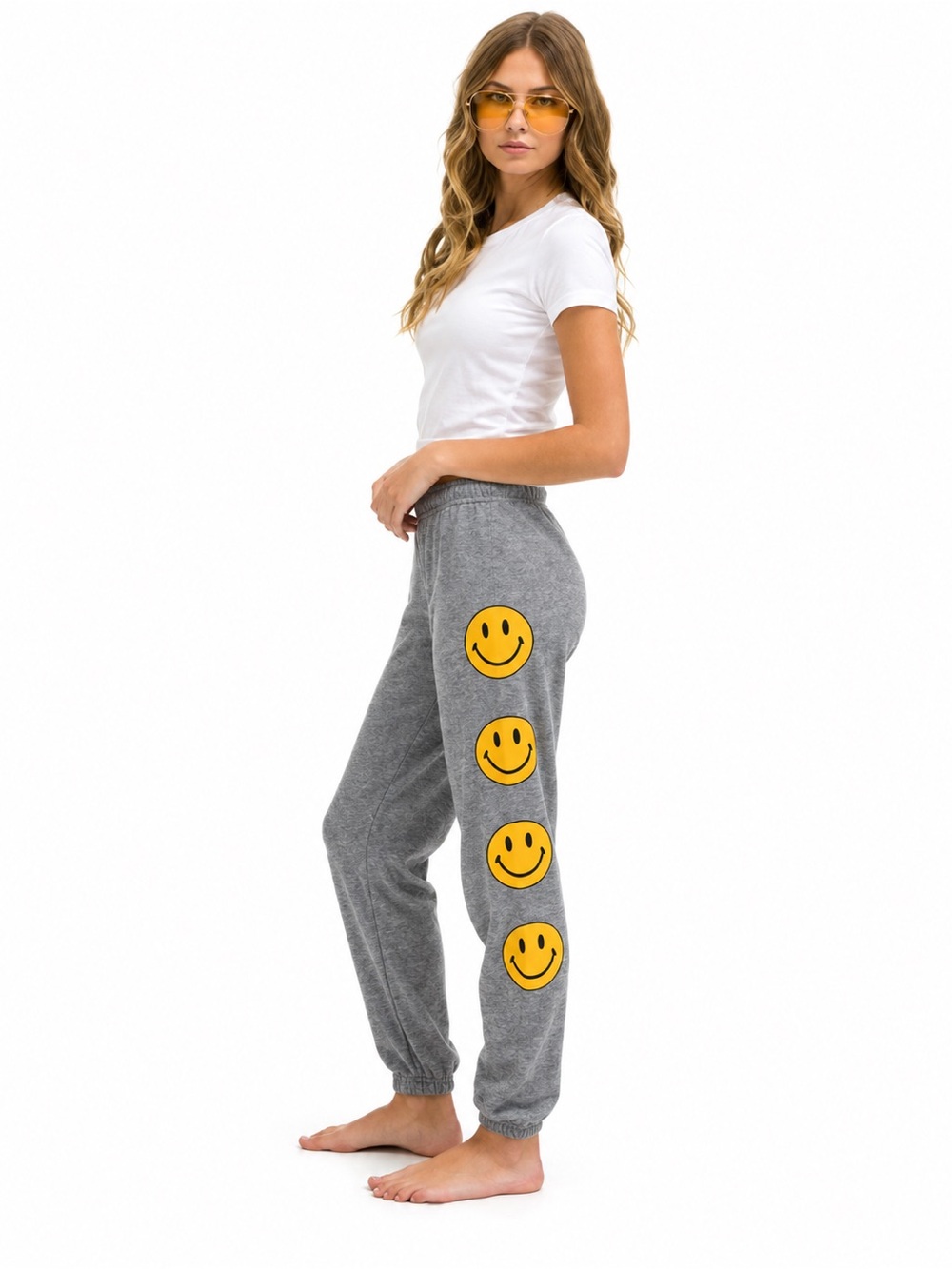 Aviator Nation Smiley 2 Sweatpants S Gray Y2K Streetwear Athleisure